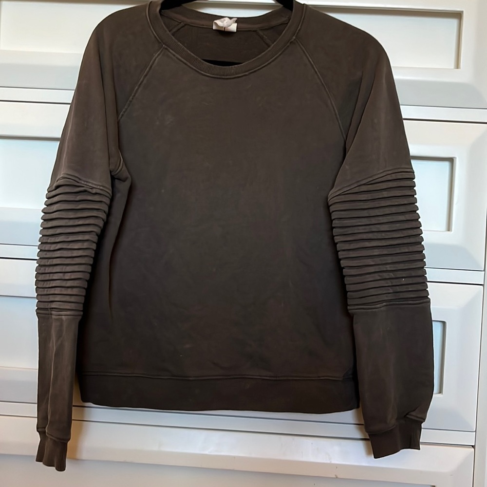 Others Follow army green sweatshirt with sleeve detailing